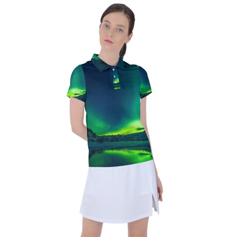 Iceland Aurora Borealis Women s Polo Tee by Cowasu