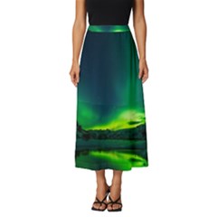 Iceland Aurora Borealis Classic Midi Chiffon Skirt by Cowasu