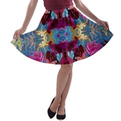 Roses Liquify  A-line Skater Skirt by kaleidomarblingart