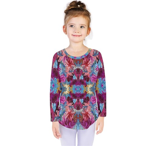 Roses Liquify  Kids  Long Sleeve Tee by kaleidomarblingart