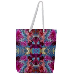 Roses Liquify  Full Print Rope Handle Tote (large) by kaleidomarblingart