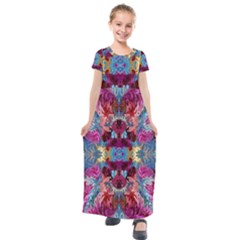 Roses Liquify  Kids  Short Sleeve Maxi Dress by kaleidomarblingart