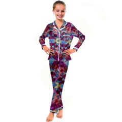 Roses Liquify  Kids  Satin Long Sleeve Pajamas Set by kaleidomarblingart