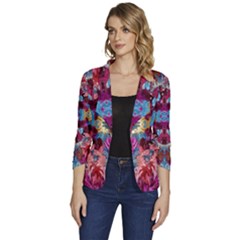 Roses Liquify  Women s One-button 3/4 Sleeve Short Jacket