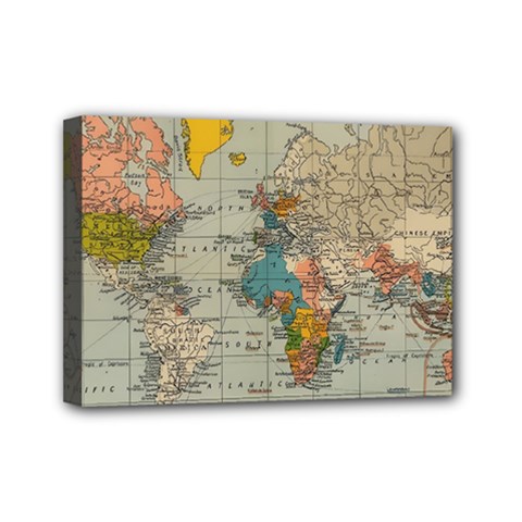 Vintage World Map Mini Canvas 7  X 5  (stretched) by Cowasu