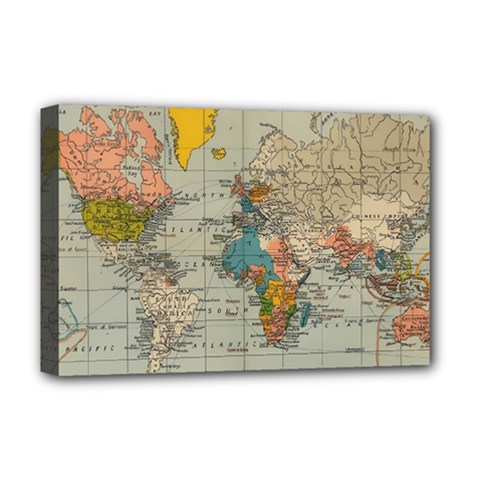 Vintage World Map Deluxe Canvas 18  X 12  (stretched) by Cowasu