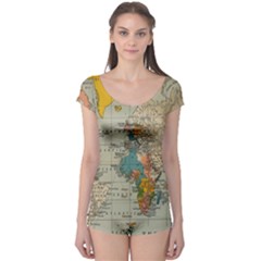 Vintage World Map Boyleg Leotard  by Cowasu