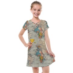 Vintage World Map Kids  Cross Web Dress by Cowasu