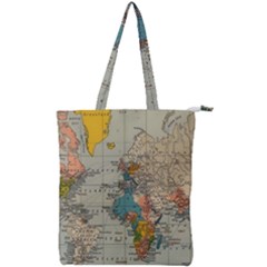 Vintage World Map Double Zip Up Tote Bag by Cowasu