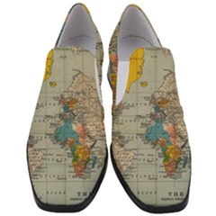 Vintage World Map Women Slip On Heel Loafers by Cowasu