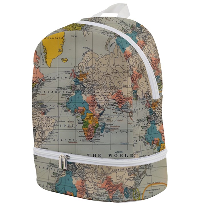 Vintage World Map Zip Bottom Backpack