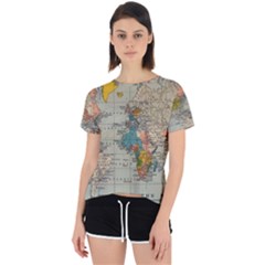 Vintage World Map Open Back Sport Tee by Cowasu