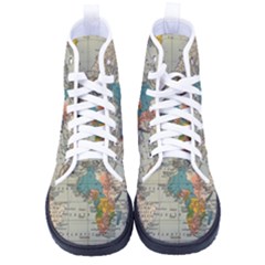 Vintage World Map Kid s High-top Canvas Sneakers