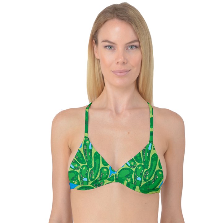 Golf Course Par Golf Course Green Reversible Tri Bikini Top