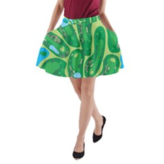 Golf Course Par Golf Course Green A-line Pocket Skirt by Cowasu