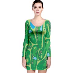 Golf Course Par Golf Course Green Long Sleeve Velvet Bodycon Dress by Cowasu