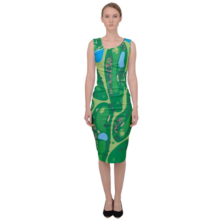 Golf Course Par Golf Course Green Sleeveless Pencil Dress