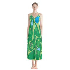 Golf Course Par Golf Course Green Button Up Chiffon Maxi Dress by Cowasu