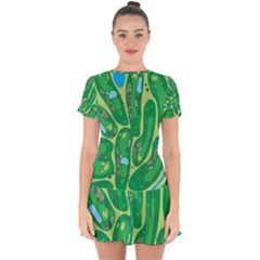 Golf Course Par Golf Course Green Drop Hem Mini Chiffon Dress by Cowasu