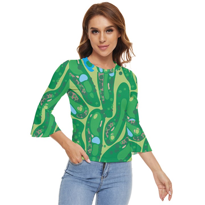 Golf Course Par Golf Course Green Bell Sleeve Top