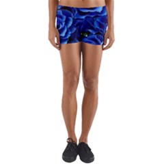 Blue Roses Flowers Plant Romance Blossom Bloom Nature Flora Petals Yoga Shorts by Cowasu