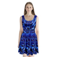 Blue Roses Flowers Plant Romance Blossom Bloom Nature Flora Petals Split Back Mini Dress  by Cowasu