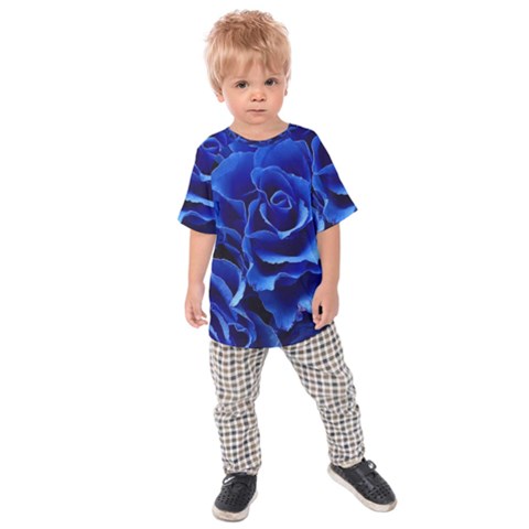 Blue Roses Flowers Plant Romance Blossom Bloom Nature Flora Petals Kids  Raglan Tee by Cowasu