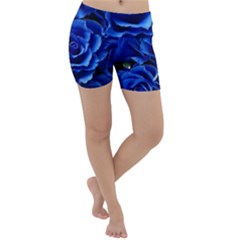 Blue Roses Flowers Plant Romance Blossom Bloom Nature Flora Petals Lightweight Velour Yoga Shorts by Cowasu