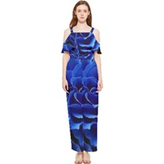 Blue Roses Flowers Plant Romance Blossom Bloom Nature Flora Petals Draped Sleeveless Chiffon Jumpsuit by Cowasu