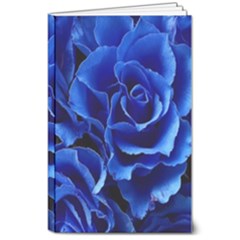 Blue Roses Flowers Plant Romance Blossom Bloom Nature Flora Petals 8  X 10  Softcover Notebook