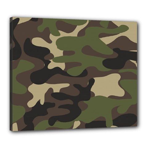 Texture Military Camouflage Repeats Seamless Army Green Hunting Canvas 24  X 20  (stretched) by Cowasu