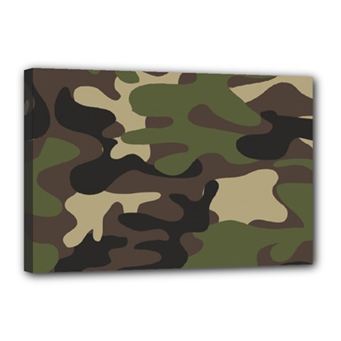 Texture Military Camouflage Repeats Seamless Army Green Hunting Canvas 18  X 12  (stretched) by Cowasu