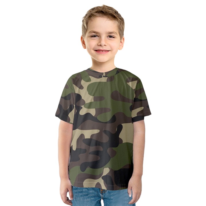 Texture Military Camouflage Repeats Seamless Army Green Hunting Kids  Sport Mesh Tee