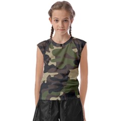 Texture Military Camouflage Repeats Seamless Army Green Hunting Kids  Raglan Cap Sleeve Tee by Cowasu