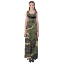 Texture Military Camouflage Repeats Seamless Army Green Hunting Empire Waist Maxi Dress by Cowasu