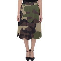 Texture Military Camouflage Repeats Seamless Army Green Hunting Classic Midi Skirt by Cowasu