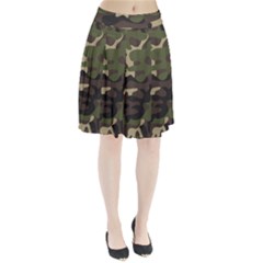 Texture Military Camouflage Repeats Seamless Army Green Hunting Pleated Skirt by Cowasu