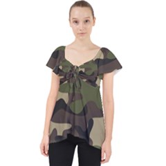 Texture Military Camouflage Repeats Seamless Army Green Hunting Lace Front Dolly Top by Cowasu