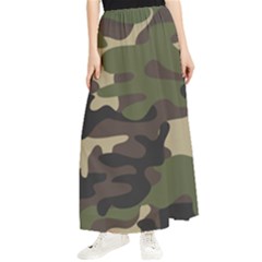 Texture Military Camouflage Repeats Seamless Army Green Hunting Maxi Chiffon Skirt by Cowasu