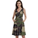 Texture Military Camouflage Repeats Seamless Army Green Hunting Sleeveless V-neck skater dress View1