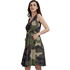 Texture Military Camouflage Repeats Seamless Army Green Hunting Sleeveless V-neck Skater Dress by Cowasu