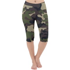 Texture Military Camouflage Repeats Seamless Army Green Hunting Lightweight Velour Cropped Yoga Leggings by Cowasu