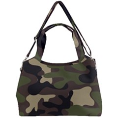 Texture Military Camouflage Repeats Seamless Army Green Hunting Double Compartment Shoulder Bag by Cowasu