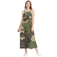 Texture Military Camouflage Repeats Seamless Army Green Hunting Boho Sleeveless Summer Dress by Cowasu