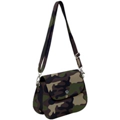 Texture Military Camouflage Repeats Seamless Army Green Hunting Saddle Handbag by Cowasu