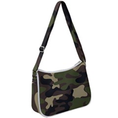 Texture Military Camouflage Repeats Seamless Army Green Hunting Zip Up Shoulder Bag by Cowasu