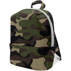 Texture Military Camouflage Repeats Seamless Army Green Hunting Zip Up Backpack by Cowasu