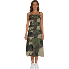 Texture Military Camouflage Repeats Seamless Army Green Hunting Sleeveless Shoulder Straps Boho Dress by Cowasu