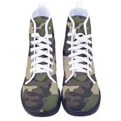 Texture Military Camouflage Repeats Seamless Army Green Hunting Kid s High-top Canvas Sneakers