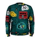 Seamless Pattern With Vehicles Building Road Men s Sweatshirt View1